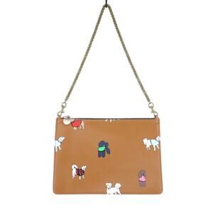 CLARE V. Margot Flat Clutch Tan Cuoio Paco and Friends Shoulder Chain